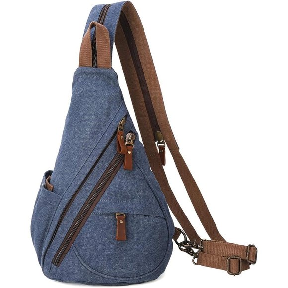 Canvas Sling Crossbody Backpack - Small Daypack For Men & Women, Convertible Shoulder Bag - View #3